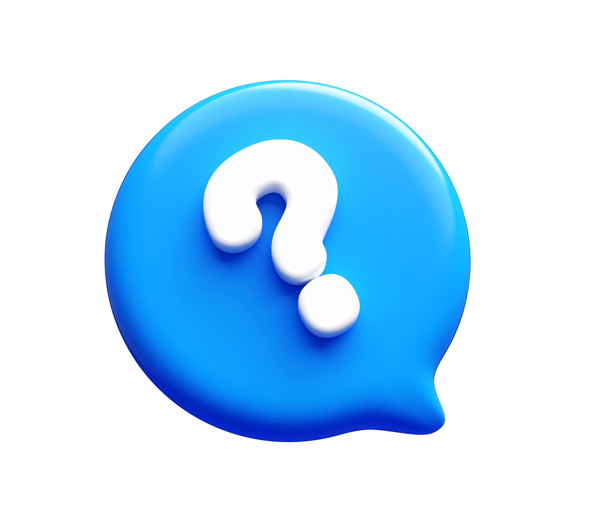 Blue Question mark icon 3d illustration background