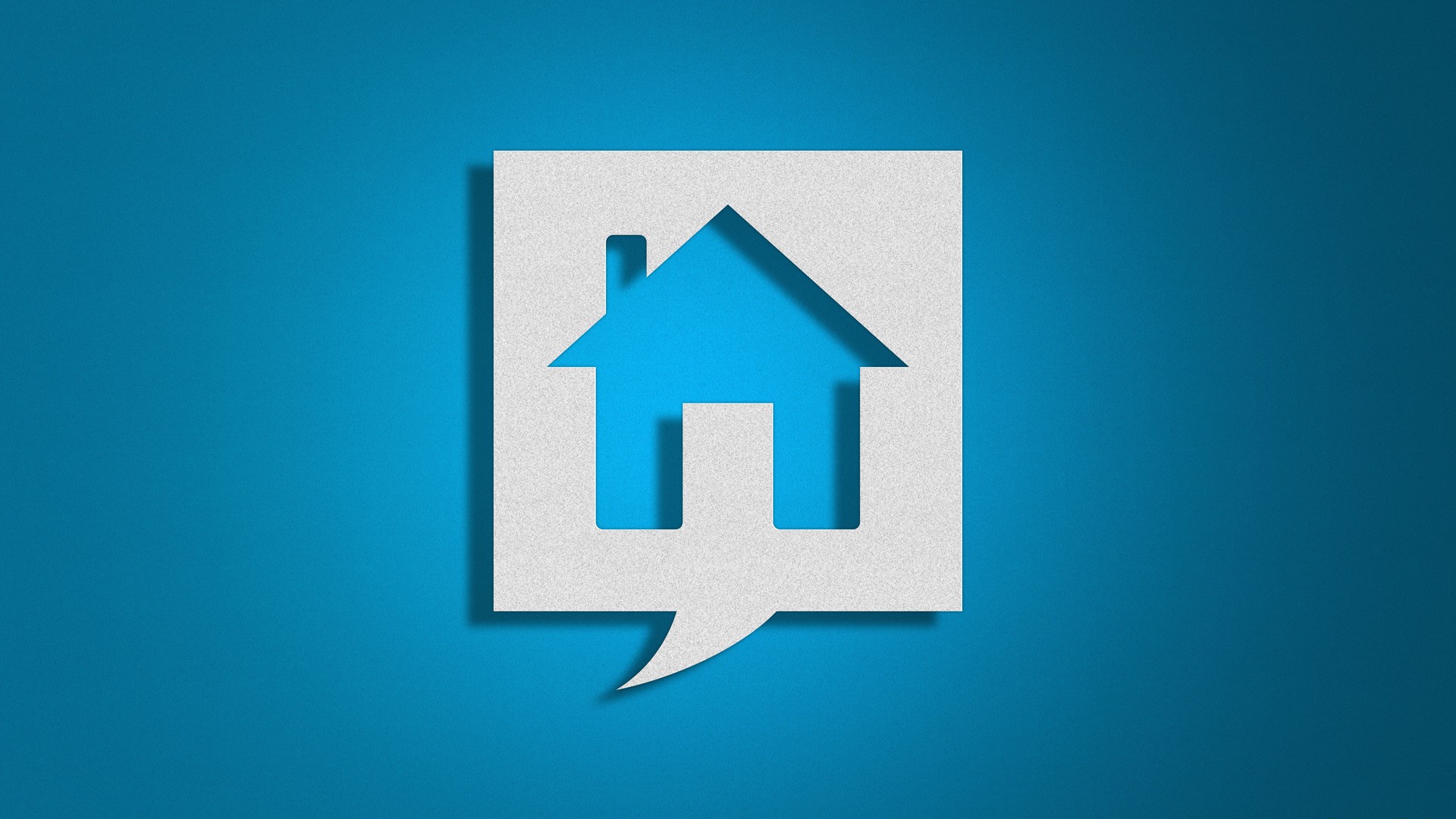 Home Icon Speech Bubble Communication Real Estate Paper Cut Blue